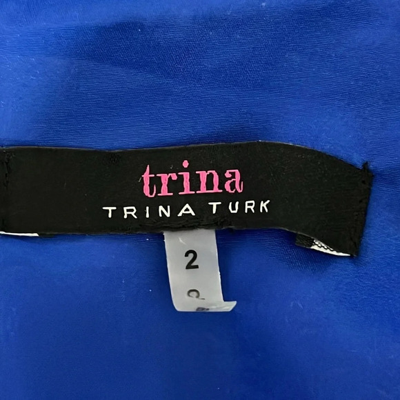 Trina by Trina Turk Dress Surplice Bell Sleeve Royal Blue - Size 2 - Picture 4 of 6